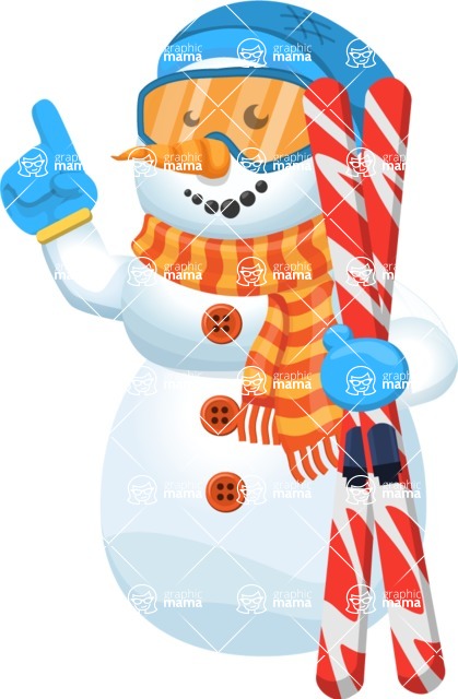 Snowman Cartoon Vector Character - Cartoon Snowman Skiing